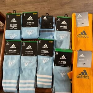 Adidas Men's Athletic Socks - Light Blue and Gold
